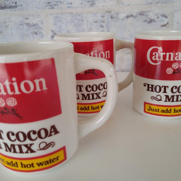 Vintage Carnation Hot Cocoa Mix Ceramic Mugs Set of 4- Hot Chocolate Cups Nestle - Picture 8 of 12